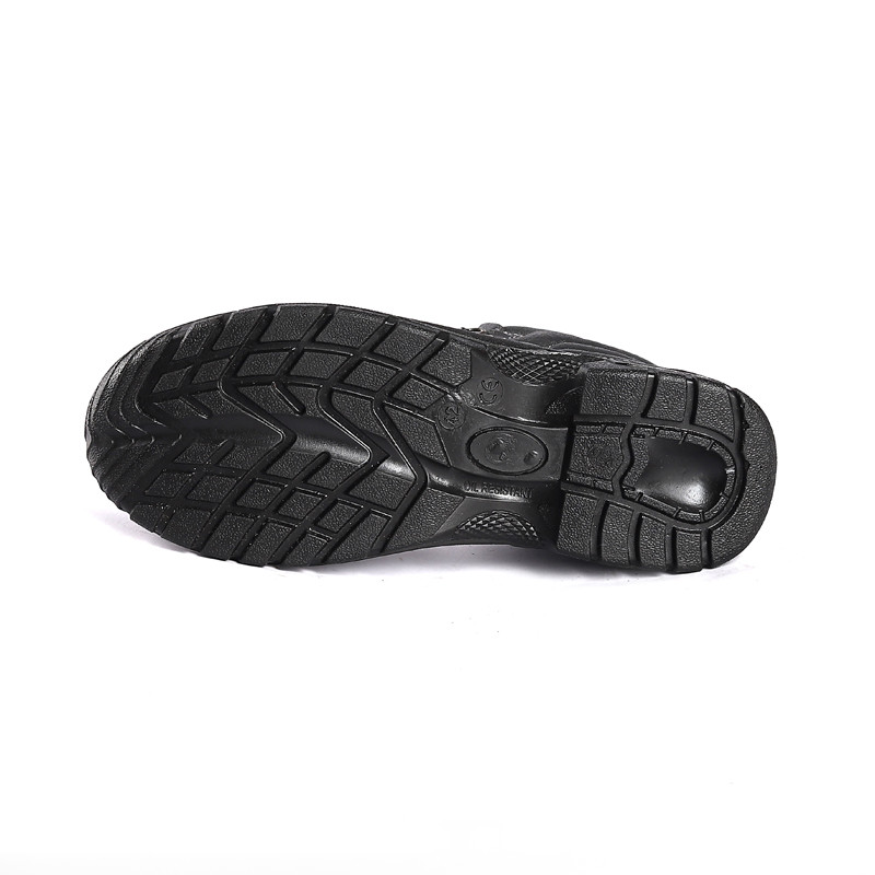 Factory Mid Top Black Pure Leather Work Shoes Steel Toe Men'S Safety Shoes Anti Smash