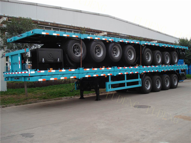 13m Steel Lock Flatbed Container Trailer For Steel Pump / Container Transportation
