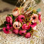 Artificial flowers, fake flowers, diamond tea buds, plastic tea roses,