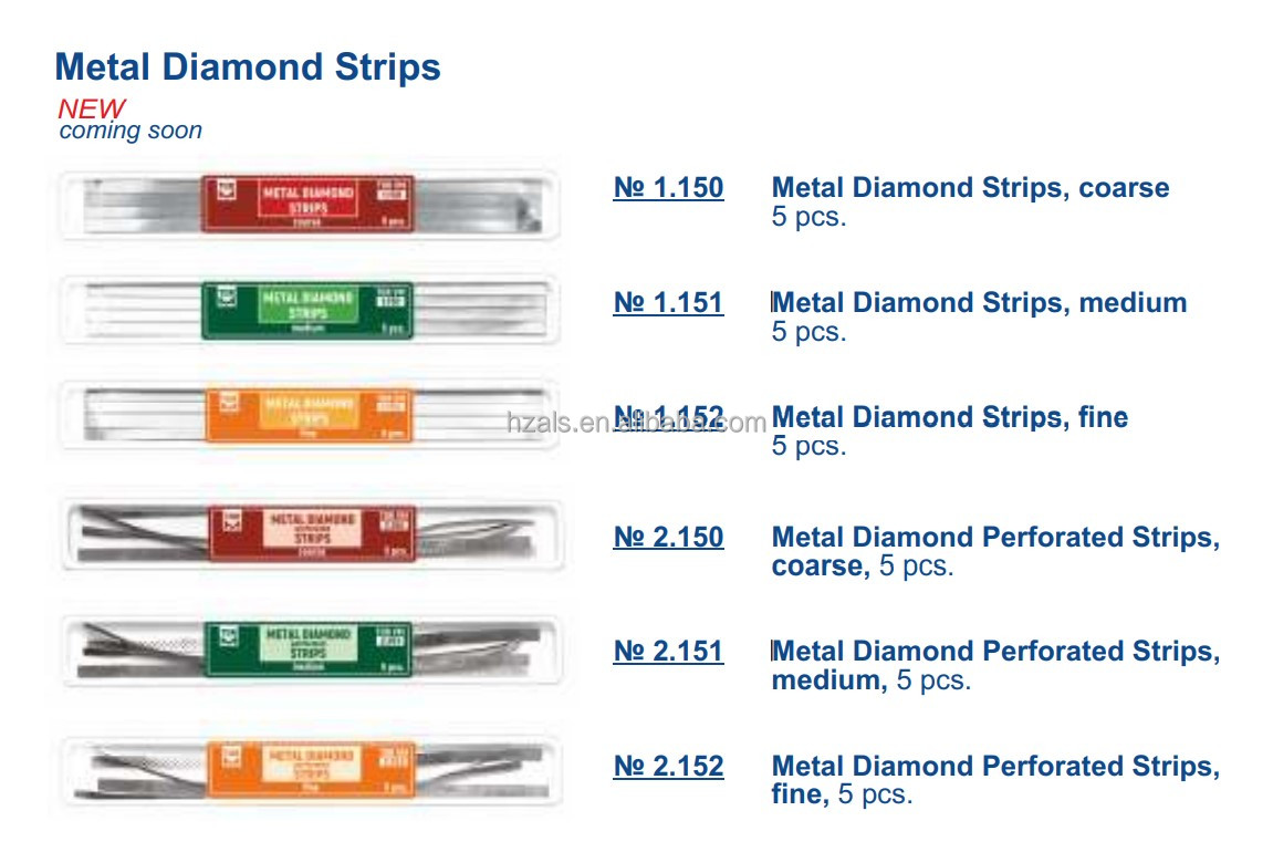 1.052 Dental Restorative Materials Metal Diamond Perforated Strips Coarse/Medium/Fine 5 Pcs TOR VM/TOP BM for Class II