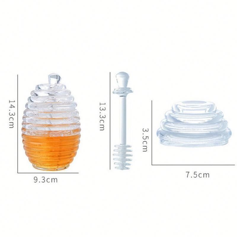 Two Types Transparent Bee Honey Pot and Spoon With Stirring Rod Crystal Mini Honey Jar