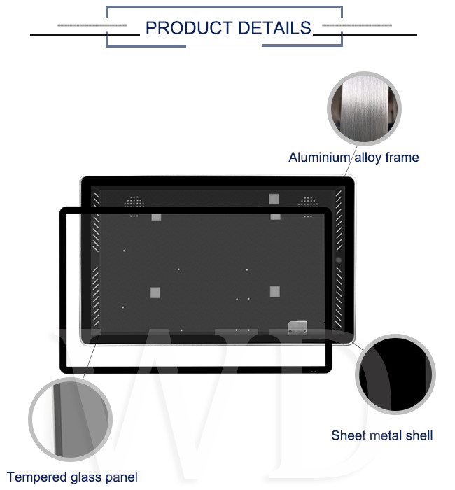 Wall Mounted 21.5 Inch Tempered glass Digital Signage Enclosure , LCD Housing