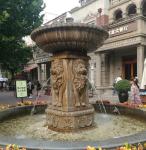 Garden water sandstone fountain with pool, china marble sculpture supplier