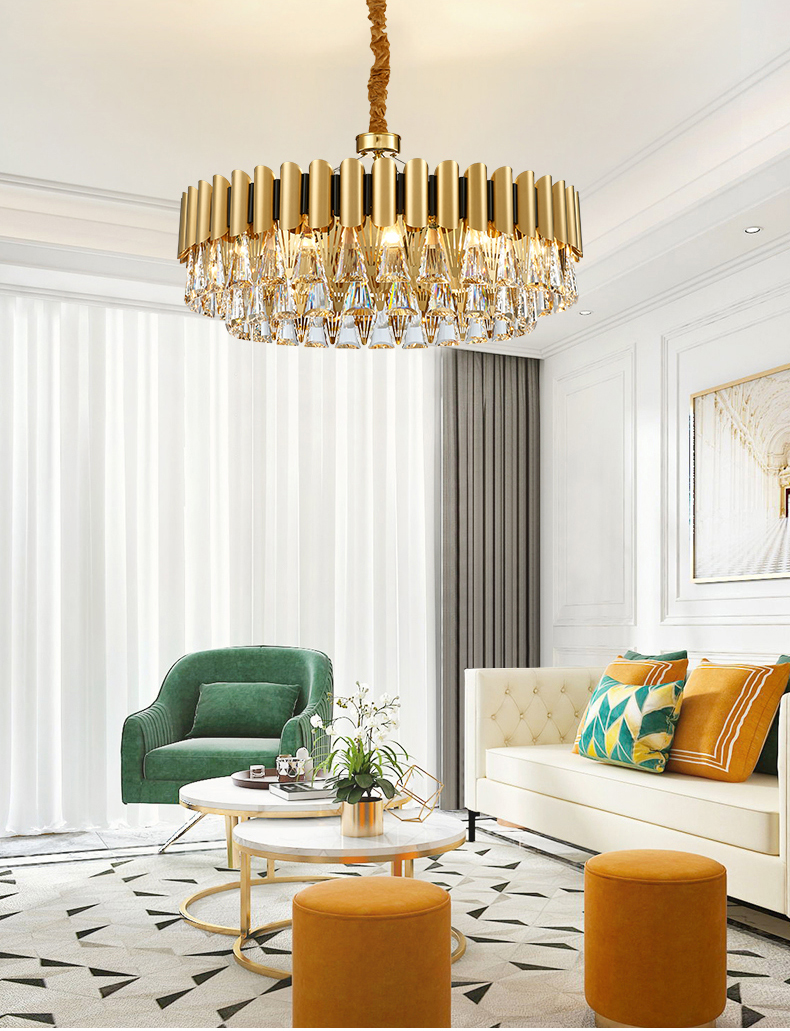 Luxury Gold Crystal Chandelier Kitchen Led Lamp roof decoration ceiling Lamp(WH-CY-230)