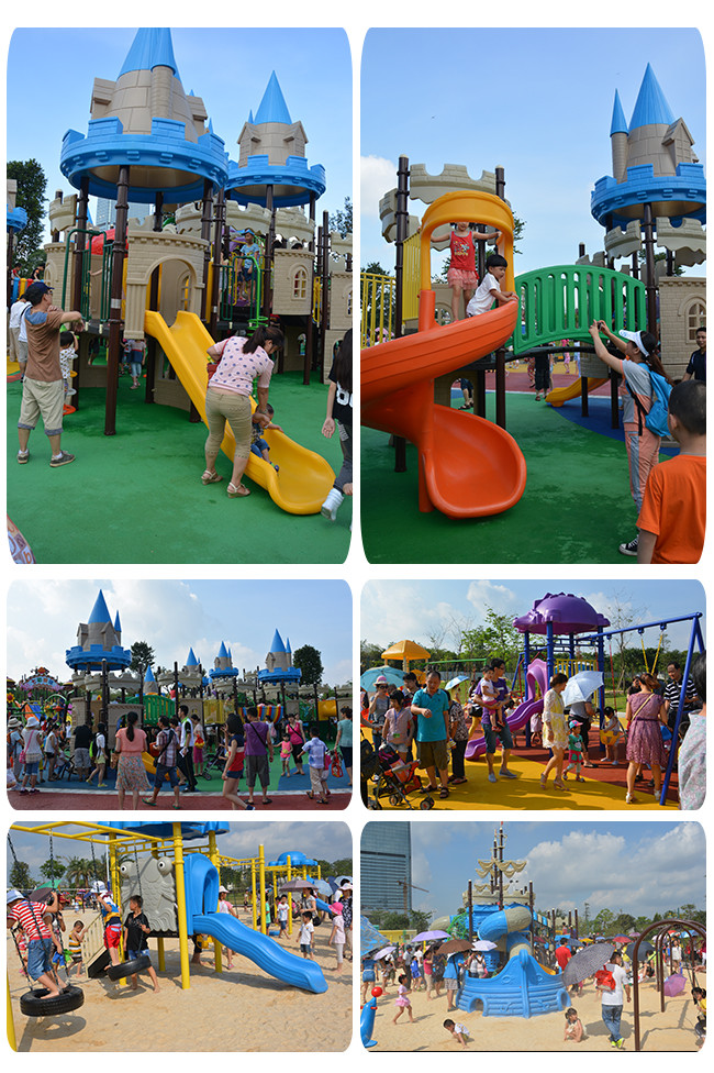 Outside Backyard Children Plastic Playground Slide With 114mm Galvanized Pipe