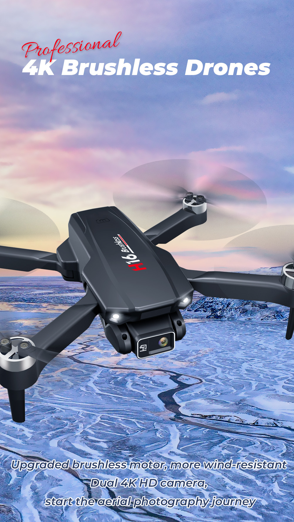 H16 Mini RC Drone HD Camera Wifi Fpv Brushless Foldable Quadcopter Professional Drones Toys for Children 14Y+
