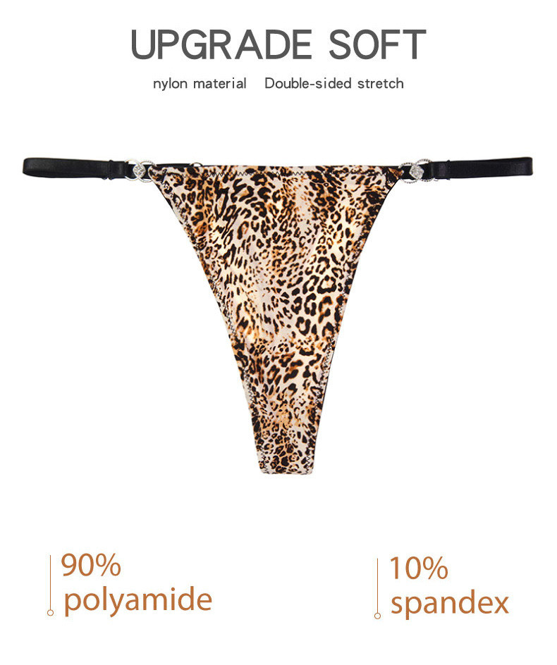 Sexy Womens Underwear G String Leopard Girls Low Waist Panties Slutty Thin Shine Belt Adjustable