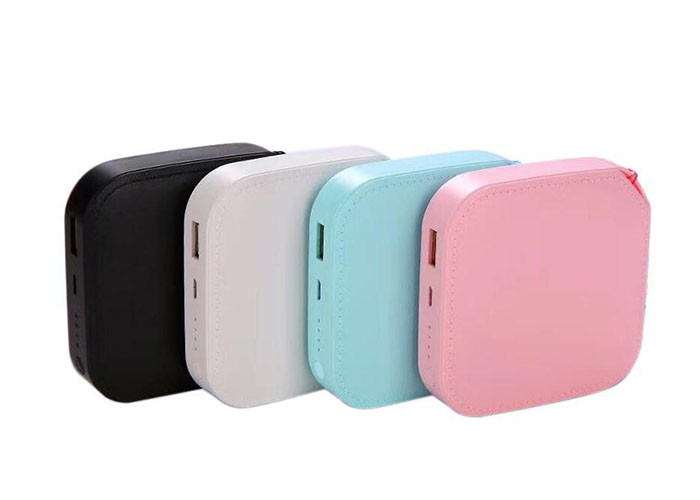Leather Pattern Plastic Power Bank Square Shape High Charging Speed