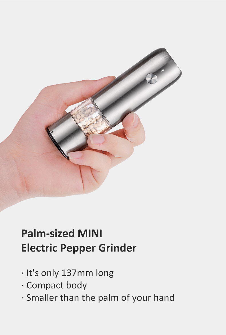 Salt Pepper Mills with Ceramic Burr Core Stainless Steel Mini Electric Grinder Set ' Needs