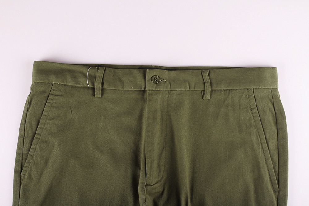 Mens Casual Elasticated Waist Straight Leg Linen Trousers Solid Color Customized