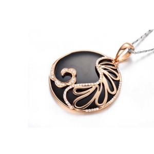 Quality 18K Rose Gold Black Onyx Diamonds Fastener Charm Necklace (GDN003) wholesale