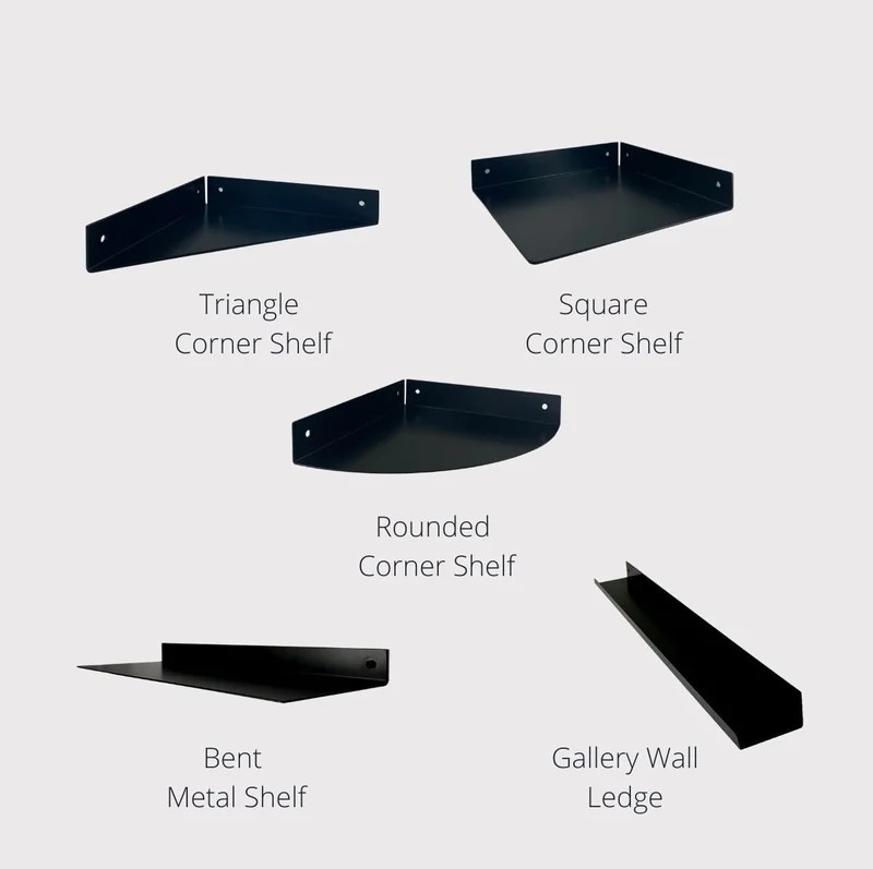 Floating Wall Round Corner Metal Shelf Powder Coated Display Rack for Home Wall Decor