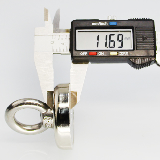 A3 steel NdFeB magnet 148 LBS 67 KG Pulling Force D48mm Rare Earth POT Magnet with Eyebolt