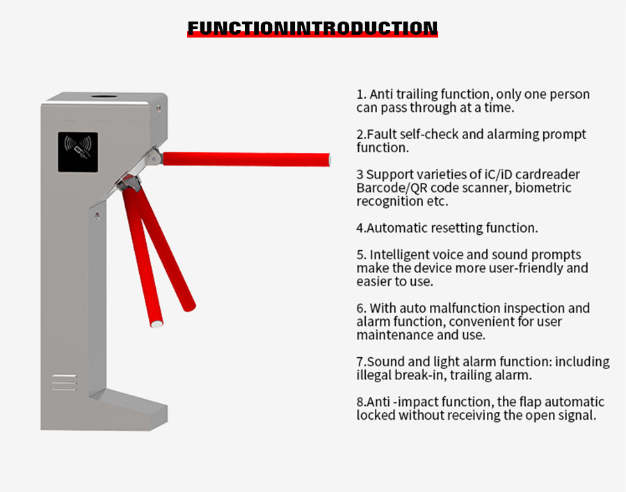 RS485 Communication Interface Automatic Tripod Turnstile Gate three arm