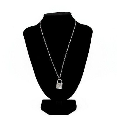 Long Silver Fashion Necklace 47mm With Transparent Drill Pendants