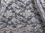 Black Scalloped Metallic Bulk Floral Lace Fabric Eco-Friendly Dyeing CY-LW0060