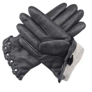 Quality 100% Handmade Deer Leather Gloves , Womens Black Leather Driving Gloves wholesale