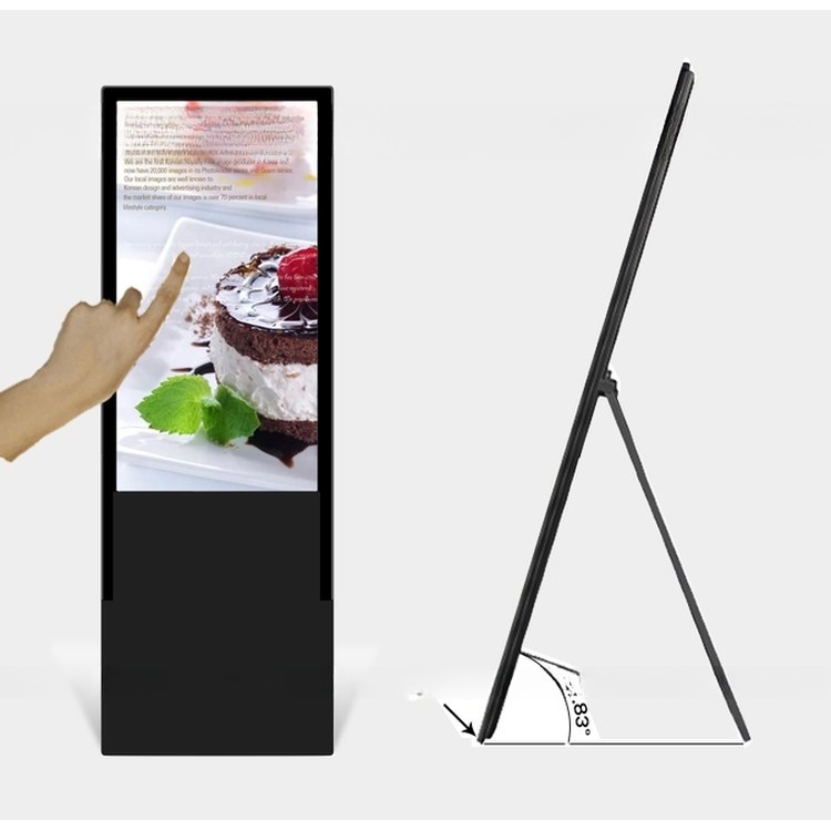 Free standing foldable up 32" 43" 49" 55" inch LED LCD E-Menu digital advertising touchscreen monitor for coffee shop restaurant