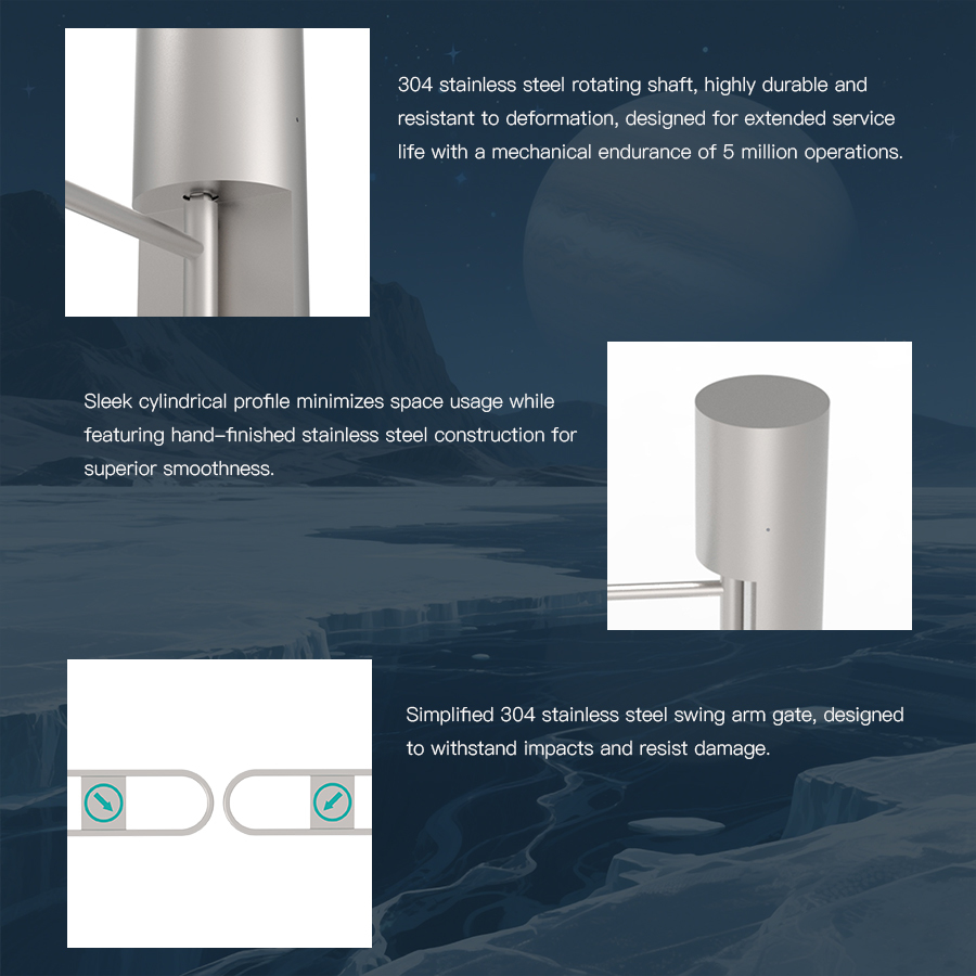HCW AC220V Swing Barrier Gate Bridge Type Single / Two Way Pedestrian Swing Turnstile Gate
