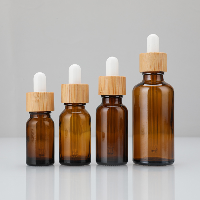 Essential Oil Frosted Bamboo Dropper Glass Bottle in 1oz 2oz 5ml 15ml 30ml with Easy and Cosmetic Serum Box