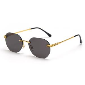 Quality Rectangle Retro Woman Metal Frame UV400 Square Rimless Sunglasses wholesale