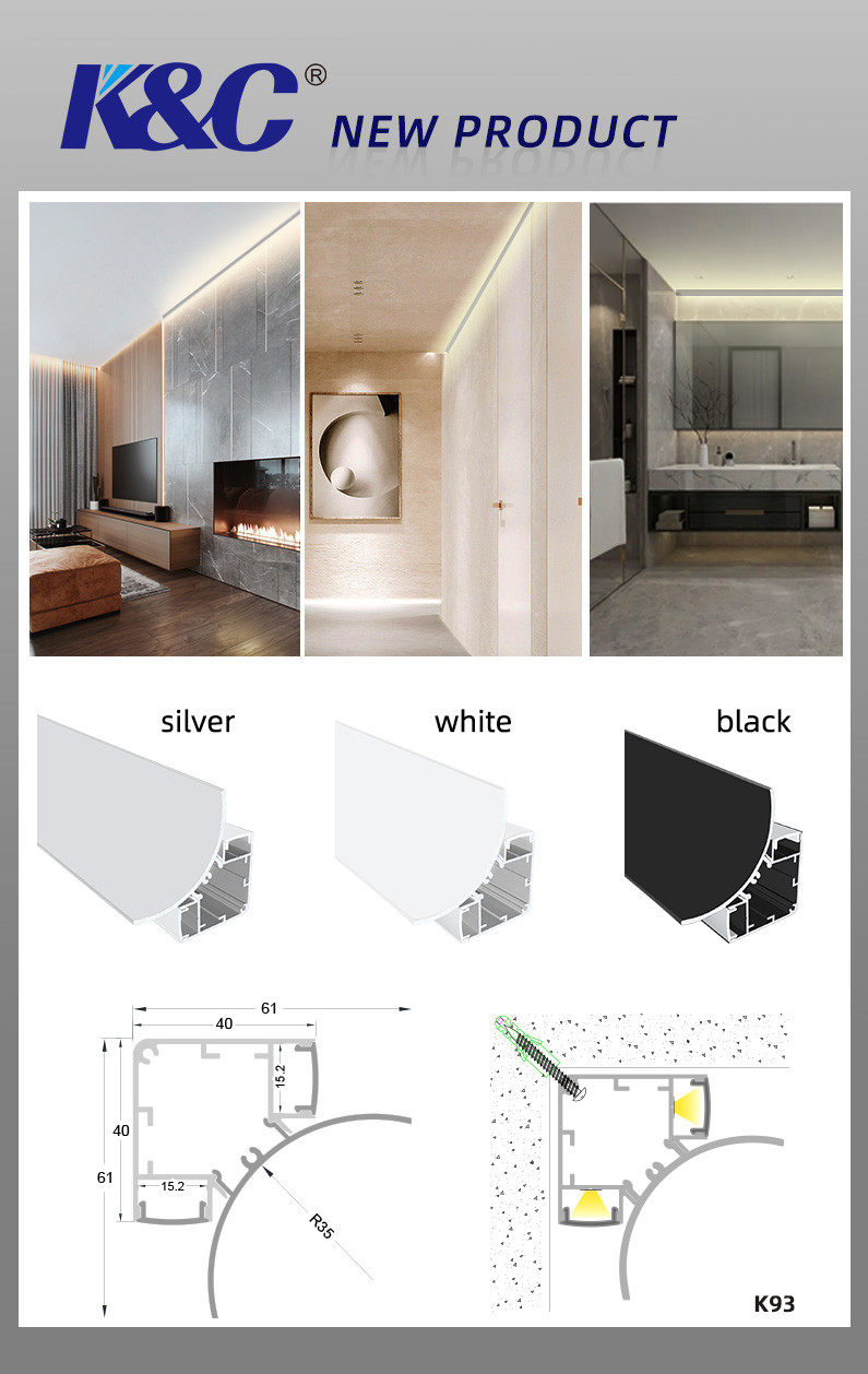 Corner Extrusion T8 Led Strip Aluminium Profile With Pc Diffuser Cover Lampshade
