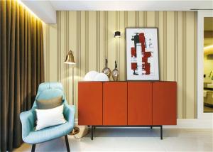 Quality Simple Style PVC Waterproof Wallpaper Heat Insulation With Yellow Striped Design wholesale
