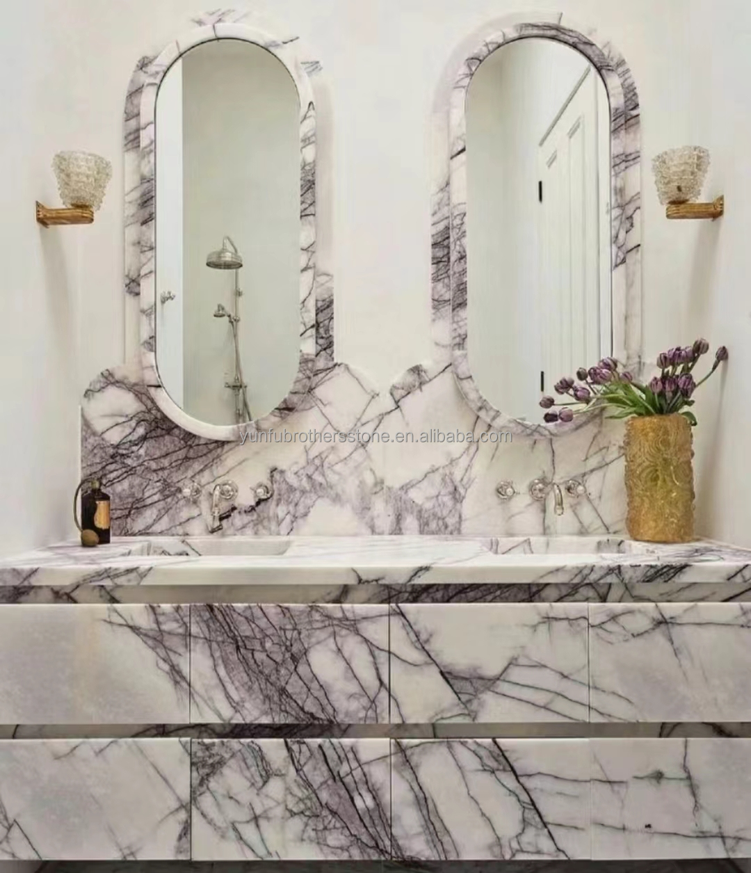 Polished Fragrant Snow Plum Stone Marble Bathtub Cut-to-Size for Living Room Hotel