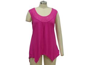 Quality Red Casual Womens Dressy Tank Tops , Ladies Camisole Vests With Sequines wholesale