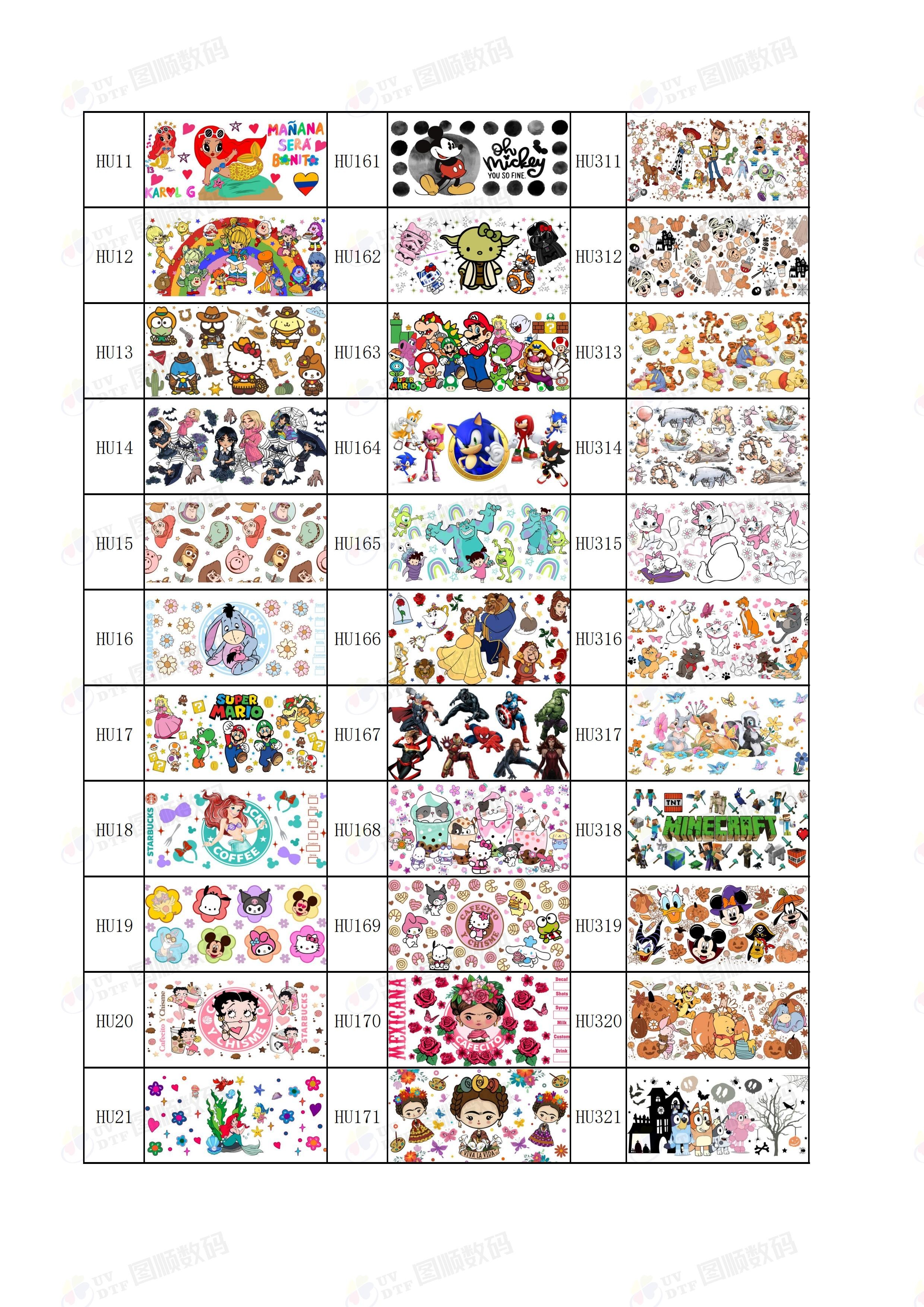 Removable Decal UV DTF Cup Wrap Transfers Fade Resistant Waterproof