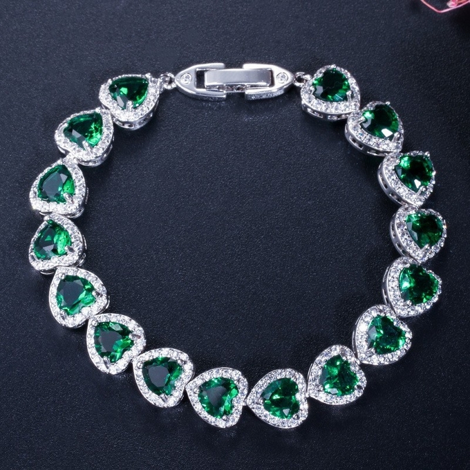 Elegant Prom Party Bracelets Jewelry Heart Shape Bracelets Blue Purple Red Green Yellow Crystal Stone Charm Bracelets