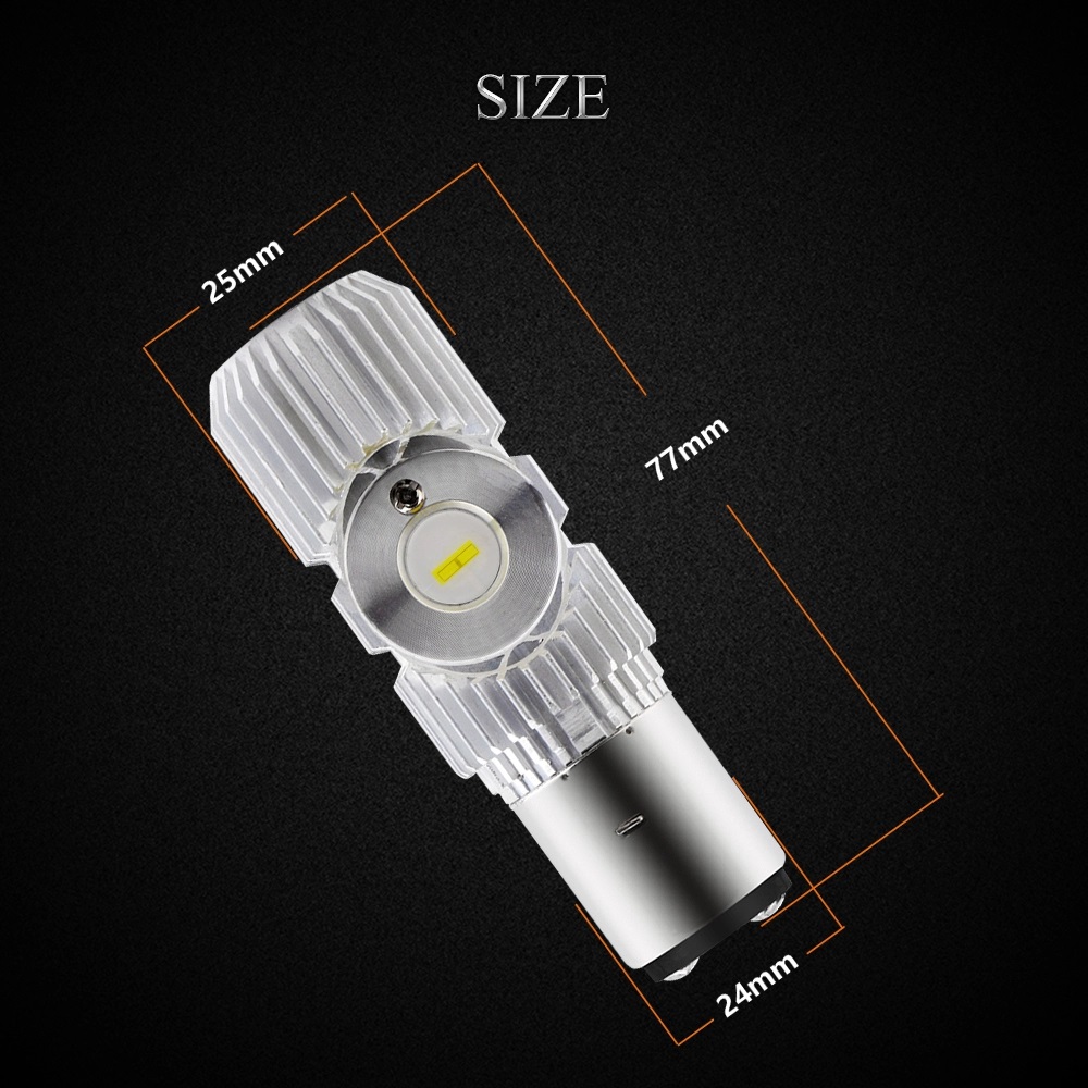 White 6500K Ba20d DRL Fog Light For Bike , 1200LM Motorcycle Headlight Bulbs