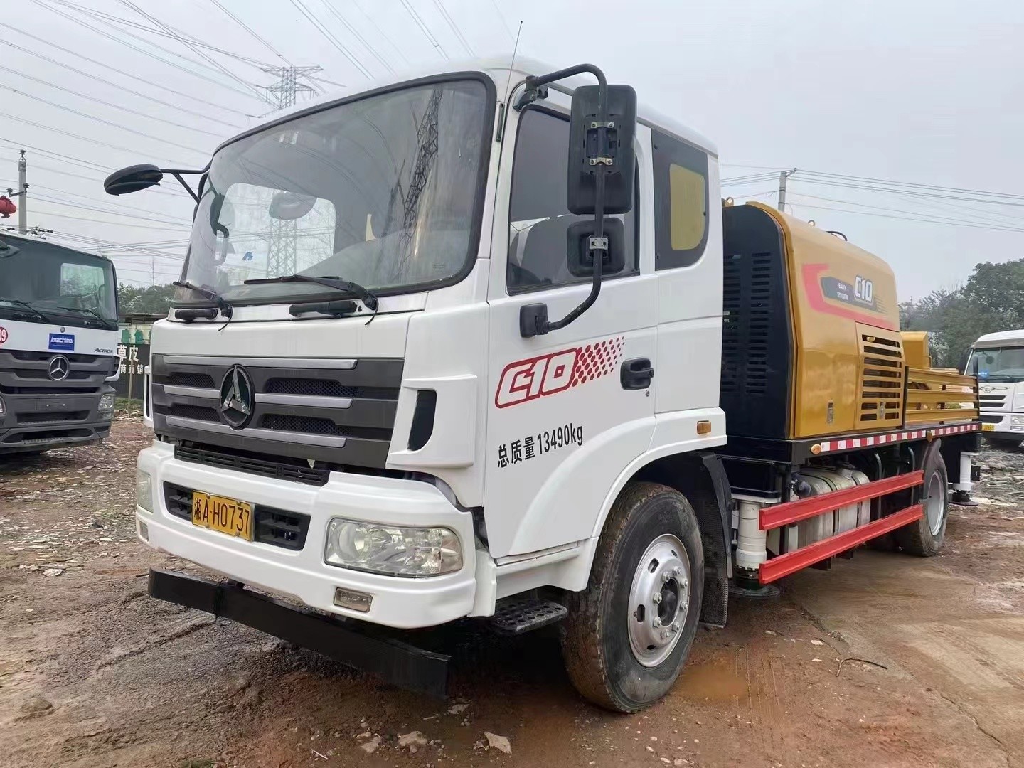 2019 Model Used Transported Mobile Concrete Pump Sany Chassis With YC4E6185 Engine