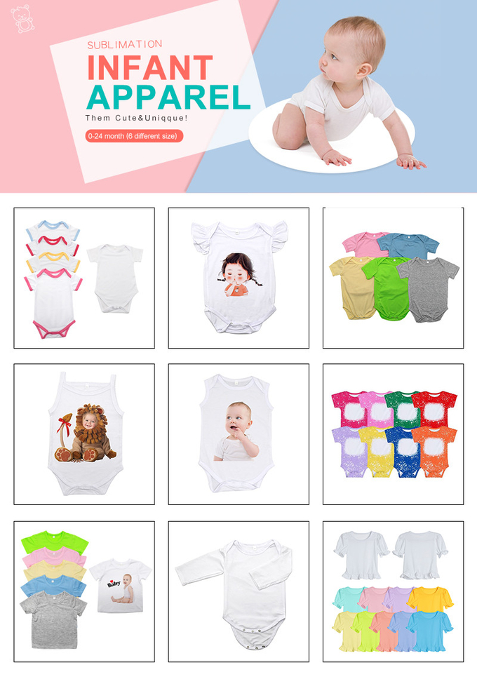 Newborn Infant Long Sleeve Sublimation Onesie Blanks For Heat Transfer Printing