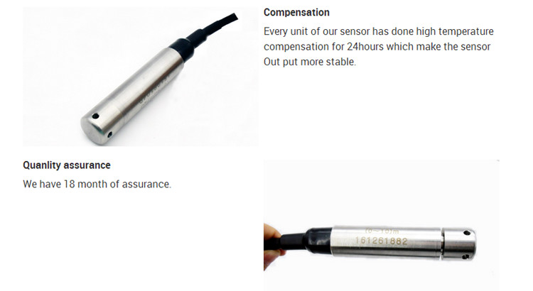 10~36VDC Submersible Pressure Sensor , No O - Ring Water Level Pressure Transducer
