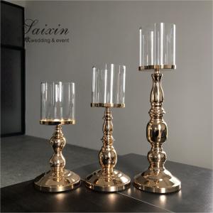 Quality Three Piece Golden Tall Metal Candle Holders Set Candlesticks Small 45CM wholesale