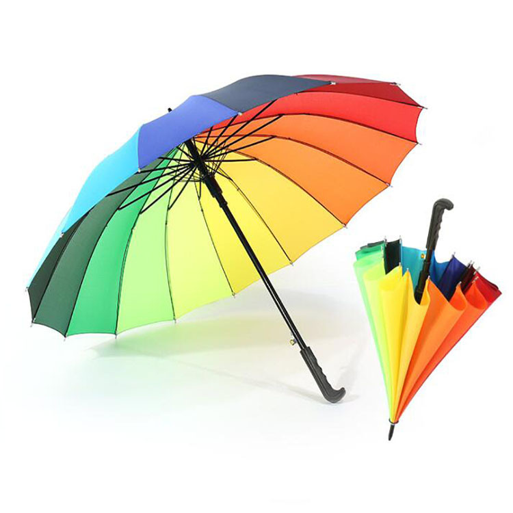BSCI Straight Handle Rainbow 25"*16k Auto Open Close Umbrella