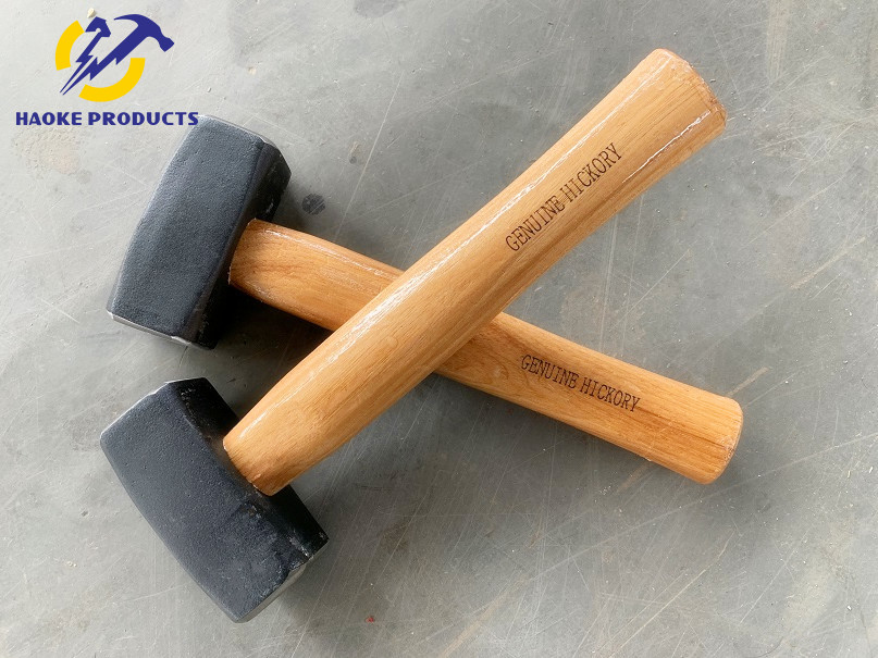 No Deformation Safe 800G Standard C1045 Forged Carbon Steel Sledge Stoning Hammer With Natural Color Hickory Handle
