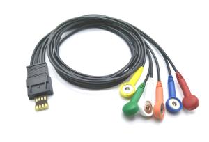 Quality Compatible Schiller MT200 , MT101 One Piece 4/6 Leads Black Color Holter Patient Monitor ECG Cable wholesale