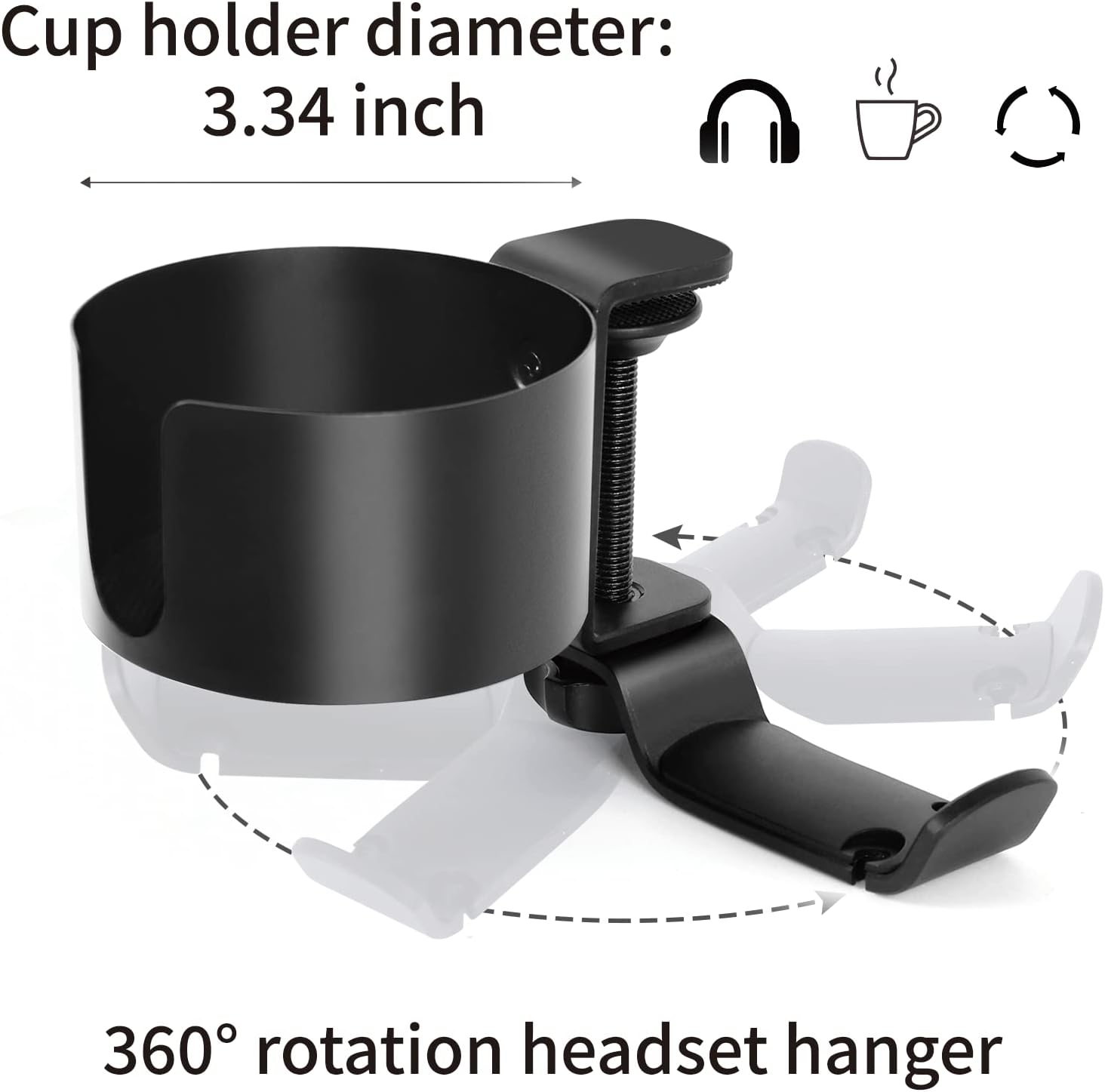 Desk Cup Holder with Headphone Hanger Keep Your Drinks and Headphones in Place