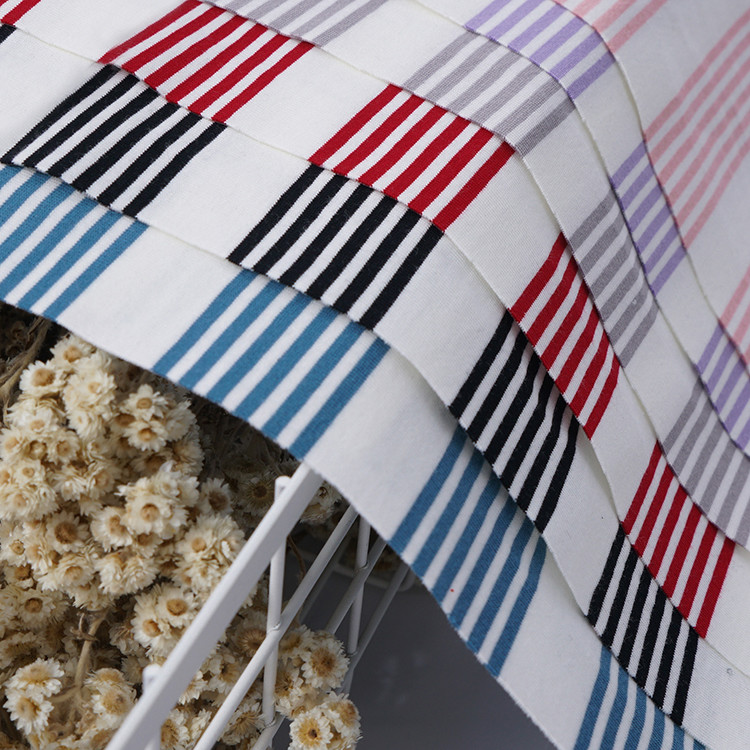 Smooth Striped Cotton Fabric 225gsm Leisure Wear Soft Material Texture