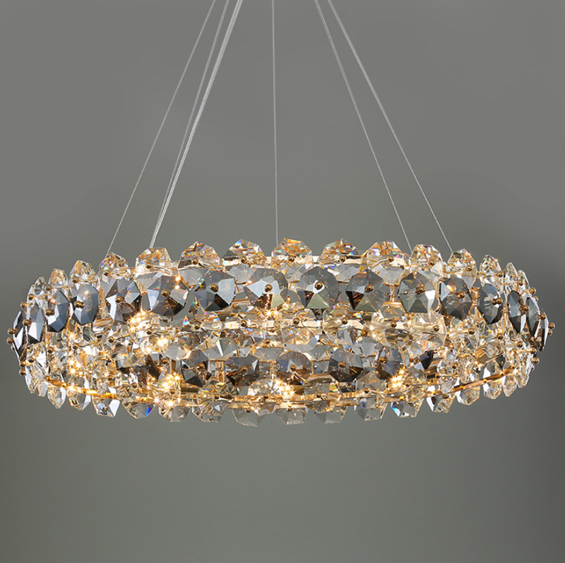 Smoke gray crystal chandelier for living room round hanging lamp decorative lights for room(WH-CY-233)