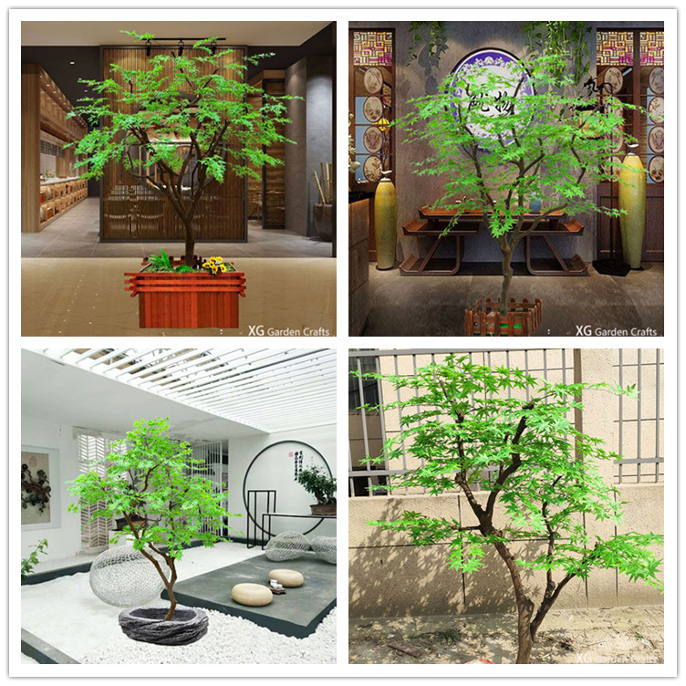 Light Weight Washable Artificial Green Maple Leaves For Pub Decoration
