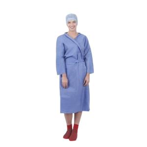 Quality Material 18gsm to 60gsm Waterproof Non-woven SMS Patient Gown with Long Sleeve wholesale