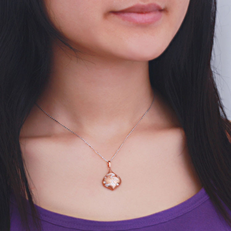 18K Rose Gold Diamonds Drop Pendant Earrings Ring Jewelry Set (GDSET004)