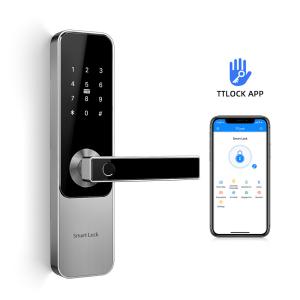 Combination Zinc Alloy Fingerprint Door Handle Lock Single Chip Control Motor Drive