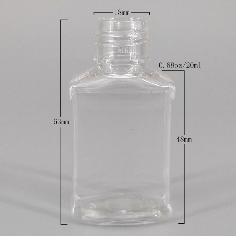 Transparent Square 4.5g 20ml Plastic Mist Spray Bottle