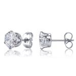 Jewelry Zircon Earrings Women's Stainless Steel Round Clear Cubic Zirconia Stud
