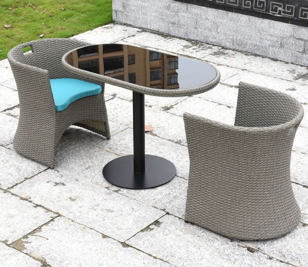 Indoor Outdoor Patio Rattan Bistro Dining Set Balcony Chair Leisure Space Saving