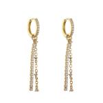 Wedding 24k Gold Hoop Earrings Dainty OEM Long Drop Diamond Earrings